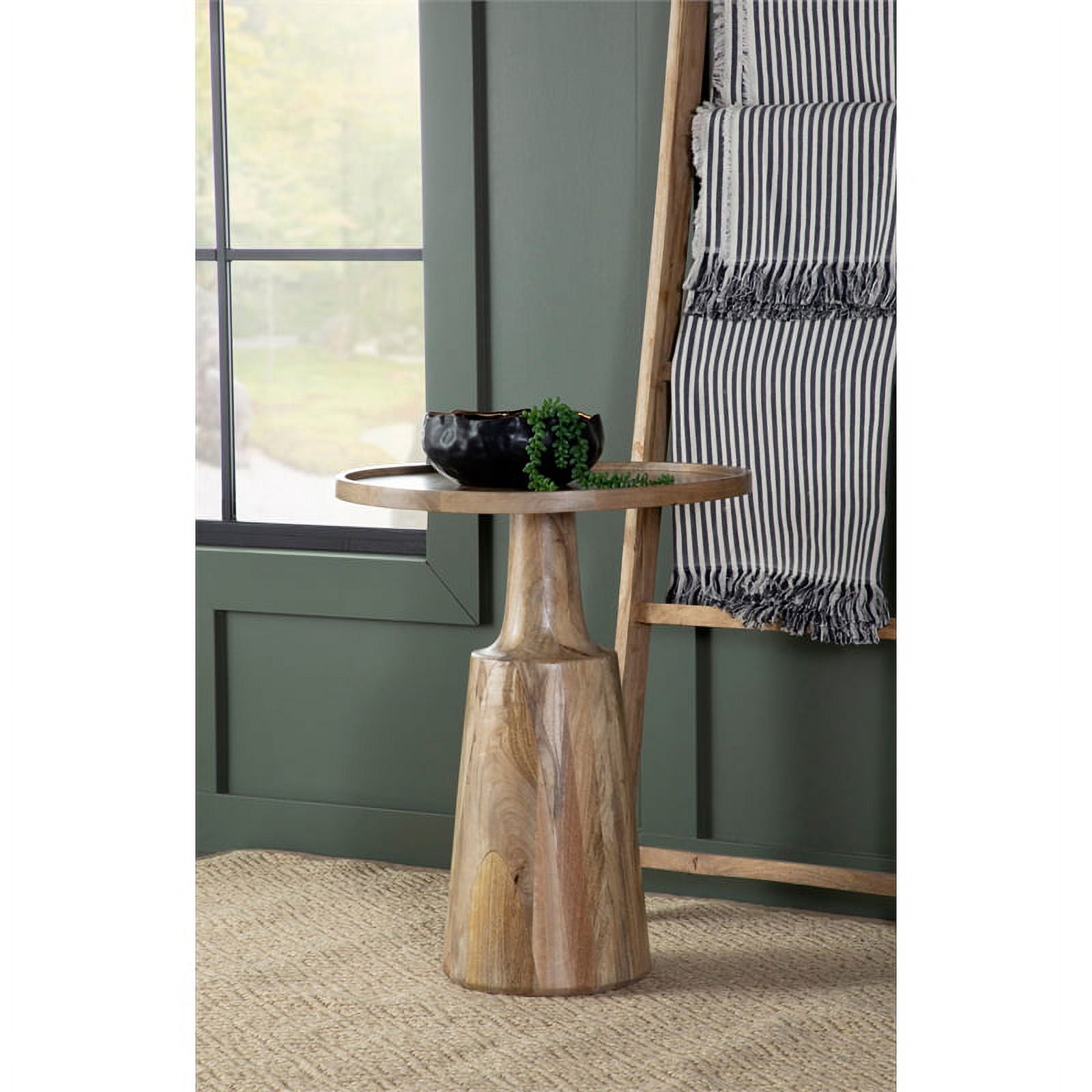Coaster 20" Round Pedestal Modern Wood Accent Table in Natural