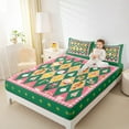 thumbnail image 4 of Manfei Kawaii Santa Claus Twin Sheet Sets for Kids, Green Checkered Plaid Twin Fitted Sheet, Merry Christmas Flat Sheet, Ultra Soft Home Decor, 3-Piece, 4 of 7