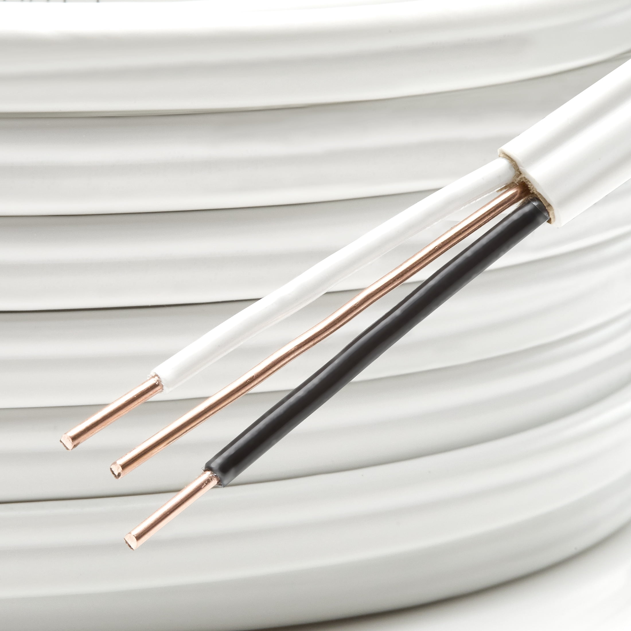 Maxxima 50 Ft. 14/2 White NM-B Solid Copper W/G Electrical Wire, Non FMetallic Sheathed Cable, 600V, Residential Wiring, Branch Circuits for Single Pole Lighting, Outlets & Switches