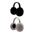 thumbnail image 1 of 2 piezas de orejeras de felpa plegables y cómodas, orejeras térmicas para exteriores gris negro, 1 of 9
