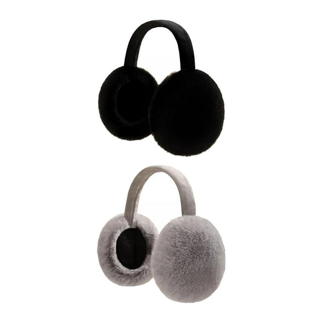 2 piezas de orejeras de felpa plegables y cómodas, orejeras térmicas para exteriores gris negro