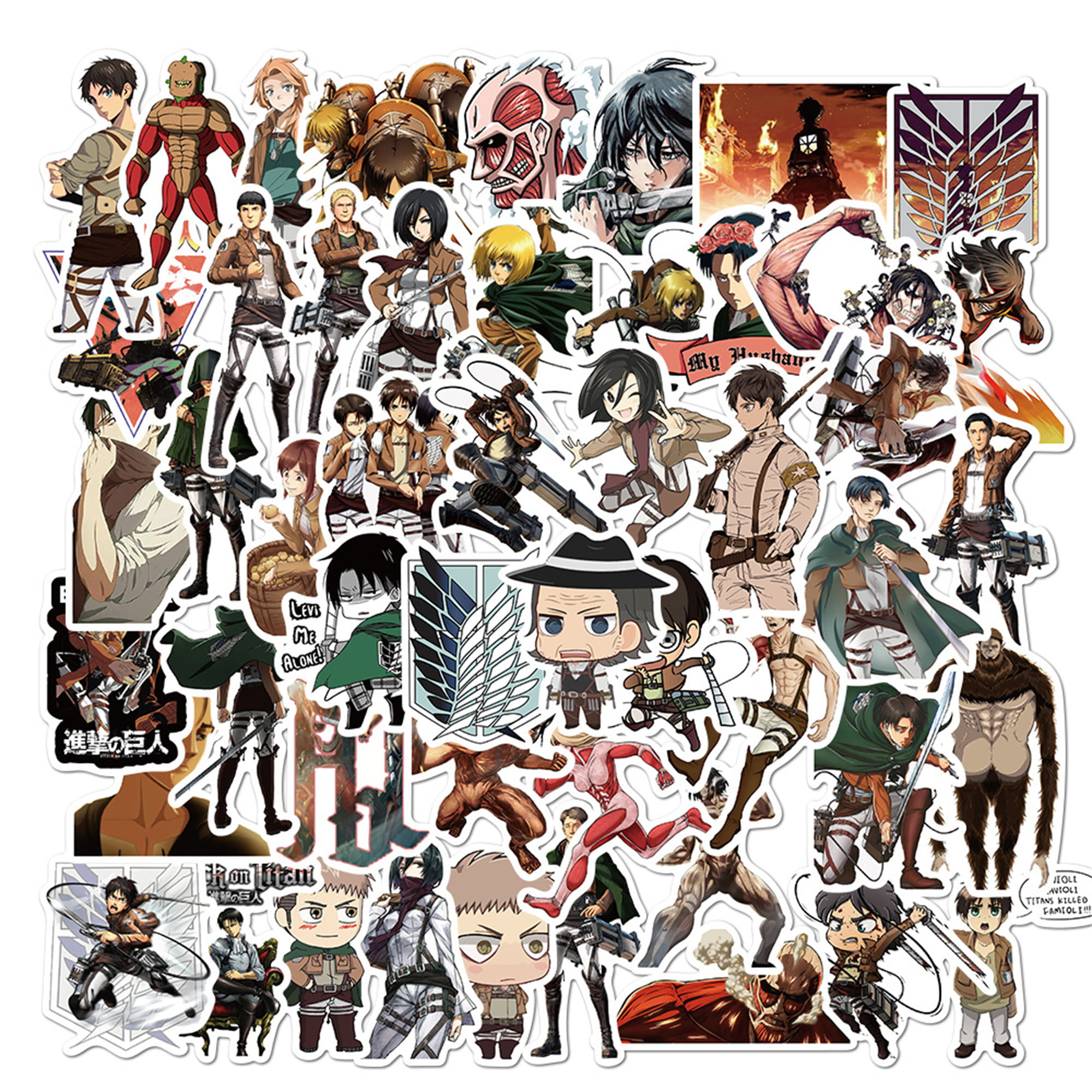 Gudo 50pcs Attack on Titan Sticker Waterproof Durable Stickers Anime  Stickers for Water Bottles Computers Laptops 