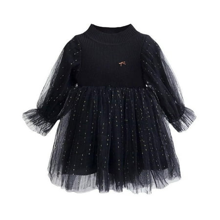 

Little Girl Dress Baby Girls Patchwork Bow Polk Dot Tulle Outfits Clothes Toddler Summer Cool Cute