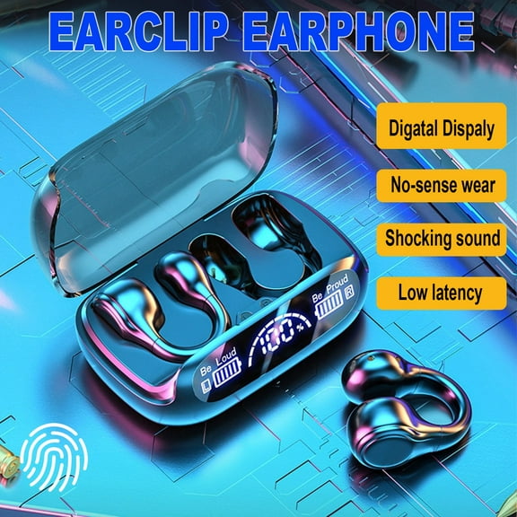 SPOORYYO Wireless Ear Clip Headphones with Translation Function, Bluetooth 5.3 Open Ear Headphones for Running Sports Cycling Driving