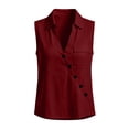 thumbnail image 3 of Aezemi Women V Neck Collared Tank Tops, Faux Cotton Linen Button Sleeveless Shirts, Summer Fashion Casual All Match Tank Top with Pocket, 3 of 7