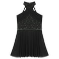thumbnail image 5 of CHICTRY Lyrical Dance Dress for Girls Halter Rhinestone Tank Leotard Tulle Skirts Ballet Dancewear Black 16, 5 of 7