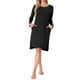 thumbnail image 1 of INSPIRAR CHIC Vestido de Noche para Mujeres de Manga Larga con Abertura Alta Baja de Rayón con Sujetador Incorporado y Bolsillos Ropa de Dormir Embarazo L Negro, 1 of 5