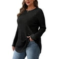 thumbnail image 2 of Long Sleeve Shirts for Women Tunic Tops for Women Loose Fit Dressy Crew Neck Pullover Basic Sweaters for Women Black S, 2 of 7