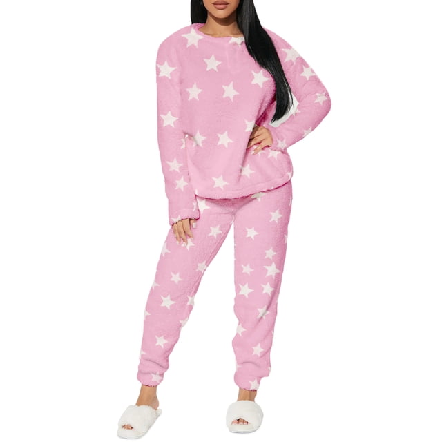 Conjunto de Pijama para Mujer Shendy Vendy Manga Larga Cuello Redondo con Estampado Transpirable