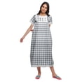 thumbnail image 4 of Moomaya Printed Short Sleeve Maxi Nightdress Button Down Cotton Sleepwear Gown, 4 of 6