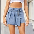 thumbnail image 6 of Womens Crossover Jean Shorts - Stretch High Waisted Trendy Denim Shorts Curvy Casual Summer Clothes, 6 of 9