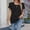 Black Tops, variant on Casual T-Shirts For Women Summer Solid Color Crew Neck Hollow Double Layer Short Sleeve T Shirt Tops Features: Trendy Dailywear