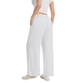 thumbnail image 6 of Womens Cotton Linen Pants Casual Button Up High Waisted Wide Leg Trousers Business Offices Trousers Straight Pants Trouser Summer Clothes White S, 6 of 7