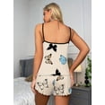 thumbnail image 5 of Butterfly Print Pajama Set, Lettuce Trim Cami Top & Elastic Waistband Shorts, Women's Sleepwear & Loungewear, 5 of 5