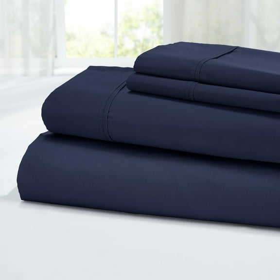 Modern Threads 4-Piece 400 Thread Count Navy Egyptian Cotton Adult Bed Sheet Set, Queen