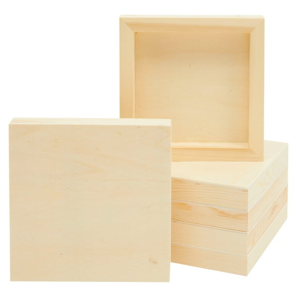6 Pack Unfinished Wood Canvas Boards for Painting, 6x6 Square Wooden
