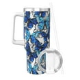 thumbnail image 2 of Uemuo Blue and White Butterflies Print 40oz Ice Bully With Handle And Straw Stainless Steel Vacuum Insulated Cup And 2 In 1 Straw Lid Insulated Travel Tumbler, 2 of 8