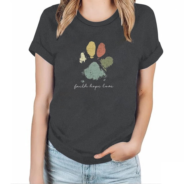 Camisetas de Manga Corta para las Mujeres Impresas Cuello Redondo Camiseta Casual, Ocio Y Blusas de Manga Corta Diarias para las Mujeres