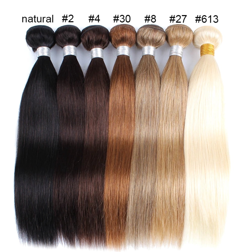 Typpkmm, Versatile Color 8 27 4 Pure Color Remy 100 Human Hair Bundles Extension 95±5gram Ash Blonde Silky Straight Style Bobbi 1 Piece, Brown