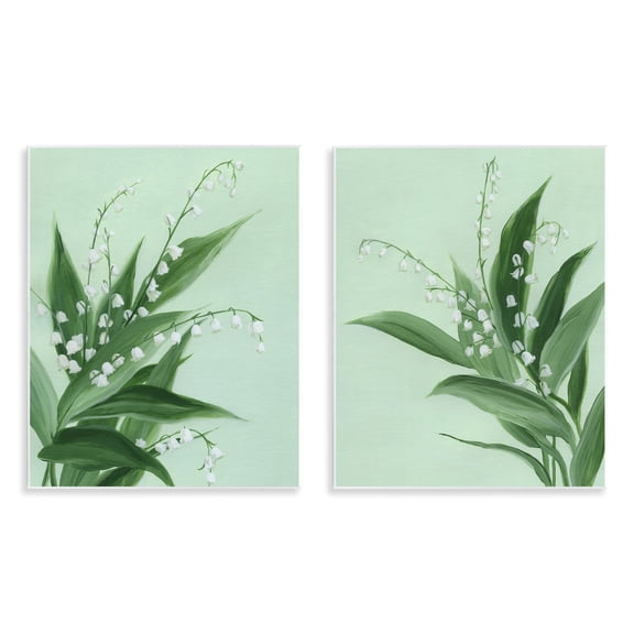 Stupell Industries Blooming Lily of Valley 2 Piece Wall Plaque Art Set, design by Grace Popp