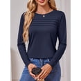 thumbnail image 4 of JYLFC Womens T-shirts Round Neck Long Sleeve Tee Lightweight Shirts, Navy L, 4 of 6
