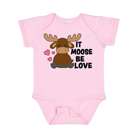 

Inktastic It Moose Be Love with Cute Moose Boys or Girls Baby Bodysuit