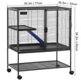 thumbnail image 3 of KFFKFF 36" Mobile Ferret Metal Enclosure, Spacious 2-Level Animal Cage with Wheels, Small Animal Critter House Habitat with Ramps & Tray, for Hamsters, Guinea Pigs, Chinchillas, Squirrels, Hedgehogs, 3 of 9