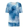 thumbnail image 6 of Chbgutlmr Summer Outfits for women 2 Piece Crewneck Short Sleeve Tops Elastic Waist Shorts Tie-Dye Comfy Lounge Sets, 6 of 6