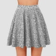 thumbnail image 2 of JIKNTTR Sequin Skirts For Women Fashion High Waist Pleated Skirt Holiday Party Sequin Skirt Flowy Shiny Glitter Mini Short Skirts Trendy A-Line Skirts, 2 of 7