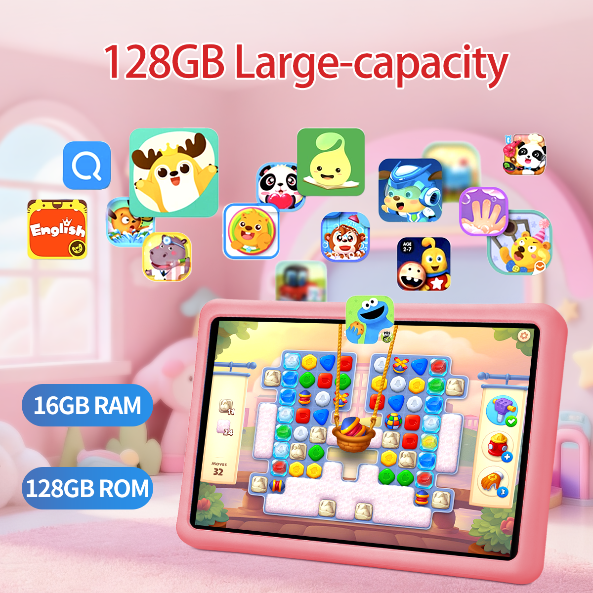 FERATINO Kid Tablet,10inch Ttablet with Parental Control,Google Kids Space, Android Tablet for Kids