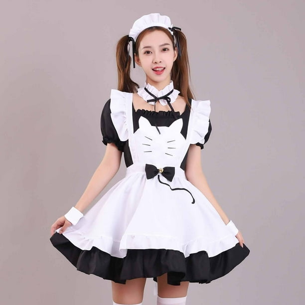 Puntoco Disfraz De Gato Con Pecho Abierto Para Mujer, Disfraz De Sirvienta, Vestido De Princesa, Negro, L,Regalos Para Mujer Joven