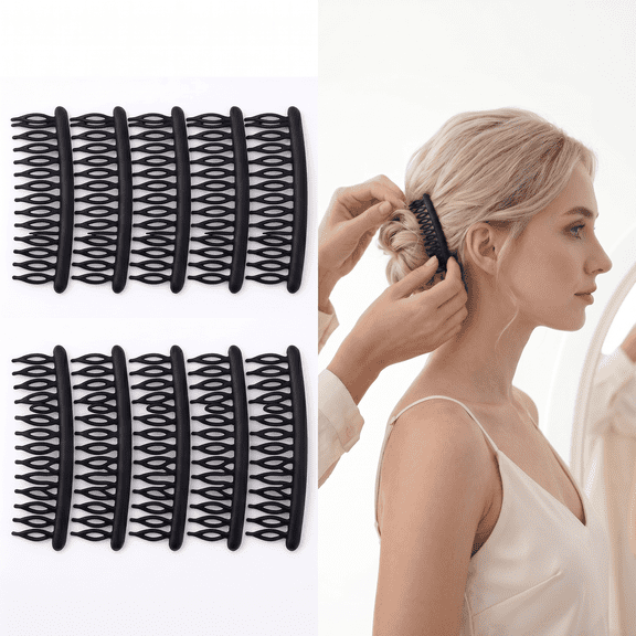 ROSEXIXI 10 Pack Black Simple Matte Hair Combs, Non-Slip Plastic Hair Side Clips, Hair Styling Tools for Fixing Bangs, Broken Hair & Back of Head Hairstyles