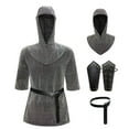 thumbnail image 1 of Camisas con mangas de codo lisas para hombre, pantalones cortos, jersey de cuello redondo, conjuntos de ropa de cosplay suaves y cómodos, blusa de poliéster para hombre, 1 of 8