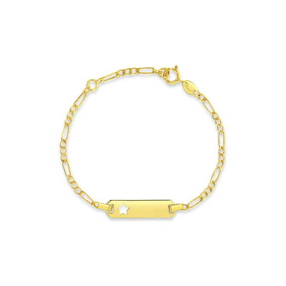 14k Gold 4.5"-5" Star Cutout Tag ID Baby / Toddler / Kids Bracelet