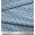 thumbnail image 3 of Soimoi Blue polyester Crepe Fabric Dot & Ranunculus Floral Print Fabric by the Yard 42 Inch Wide, 3 of 3