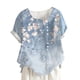 thumbnail image 4 of Mujer Botones O-cuello Manga corta Estampado floral Botones Algodón Lino Vintage Top Pompotops hkajfhjk464264, 4 of 4