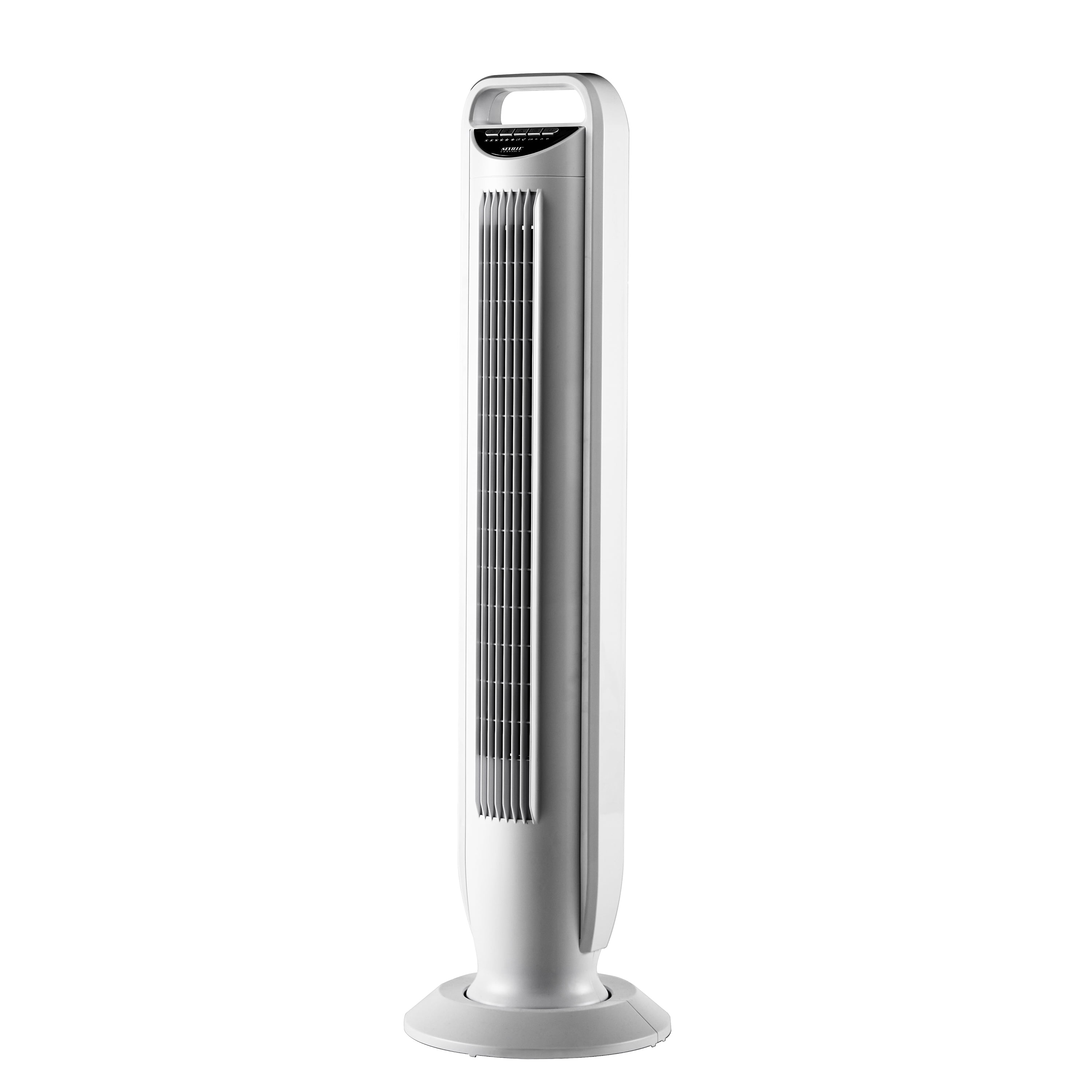 Seville Classics UltraSlimLine New Five-Speed Lightweight Oscillating Tower Fan with Remote, White