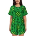 thumbnail image 1 of Fotbe St Patrick's Day5 Conjunto de Pijama Estampado para Mujer, 2 Piezas, Ropa de Dormir con Camiseta de Manga Corta y Shorts Suaves-Small, 1 of 6