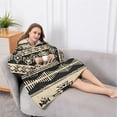 thumbnail image 5 of Oversized Wearable Blanket Hoodie,Brown Geometric Triangle Square Pattern Sherpa Blanket Hoodie with Super Pockets,Super Warm Fuzzy Pullover for Women & Men, 5 of 6