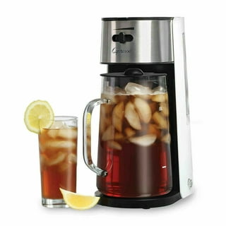 SUNVIVI 3 Quart Iced Tea Maker Iced Coffee Maker with Glass Pitcher for Hot/ Cold Water,Iced Tea Coffee Maker with Strength Selector,Stainless Steel,  Black 