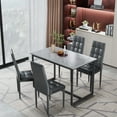 thumbnail image 3 of New Dining Table Set for 4, Seizeen 5 Piece Marble Kitchen Table & Cushioned Chairs, Minimalism Dining Room Table Space-saving, 3 of 9