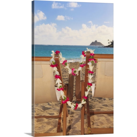 Great BIG Canvas | "Hawaii, Oahu, Kailua, Two Lounge Chairs On The White Sandy Beach Of Lanikai" Canvas Wall Art - 32x48