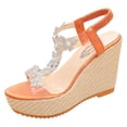 thumbnail image 1 of Long Skirts for Women Plus Size Fashionable Rhinestone Summer Sandals with Sponge Cake Thick Sole Versatile Wedge and Beach, 1 of 9