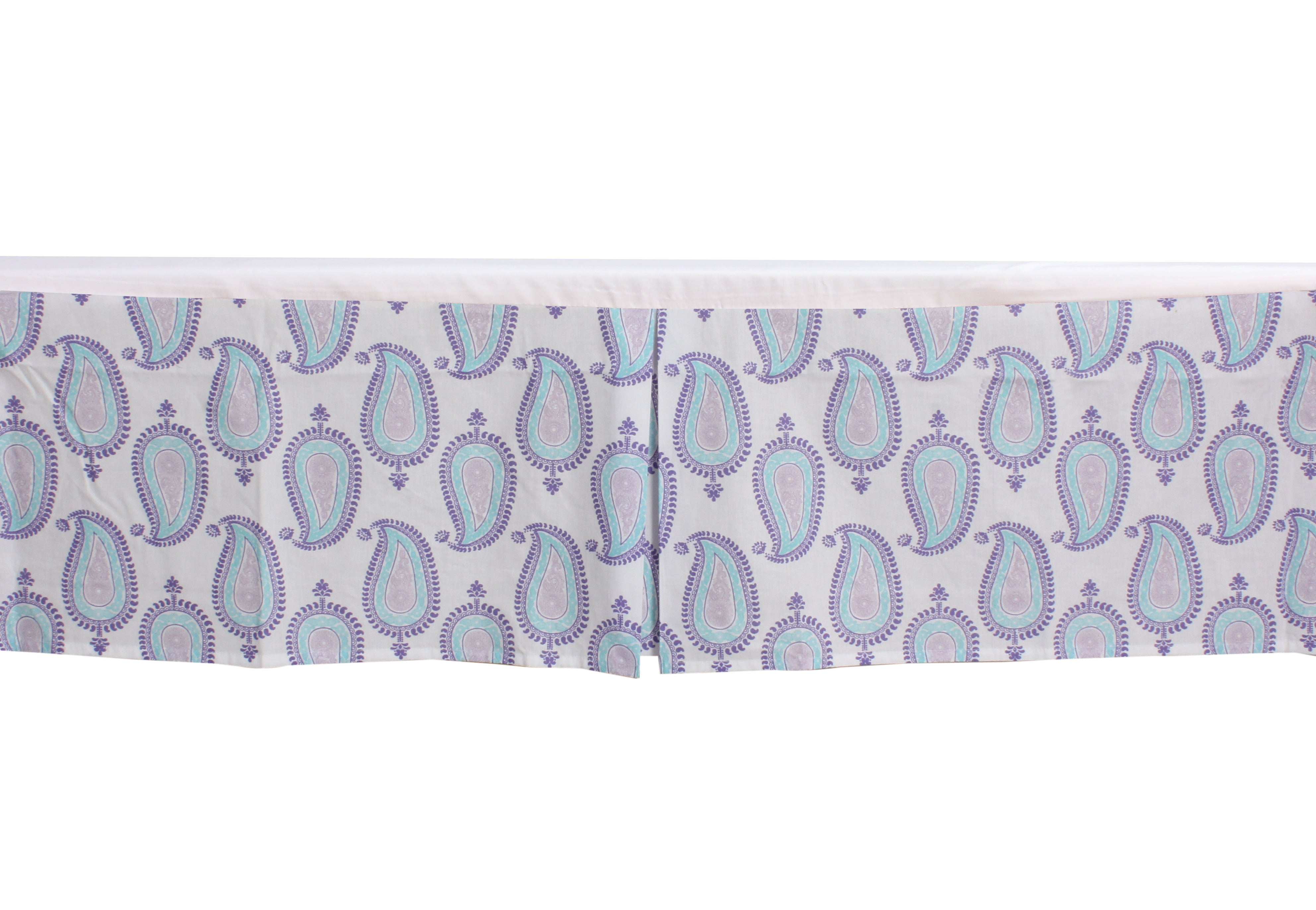 Bacati - Multiple Options of Crib or Toddler Bed Skirt or Dust Ruffle 100% Cotton Percale, Paisley Isabella Purple/Lilac/Aqua