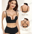 thumbnail image 3 of Exerin Women's Plunge Backless Bra Underwire Push Up Padded Multiway Low Back Bras(34C,Black), 3 of 7