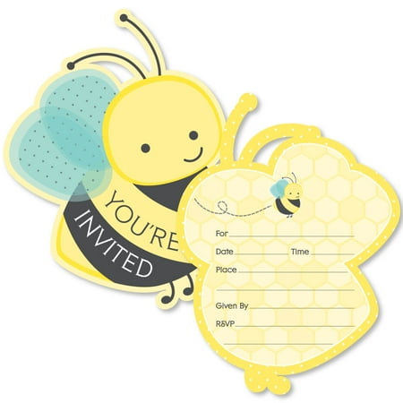 Dress Up Party Invitations (Honey Bee - Shaped Fill-In Invitations - Baby Shower or Birthday Party Invitation Cards with Envelopes - Set of)