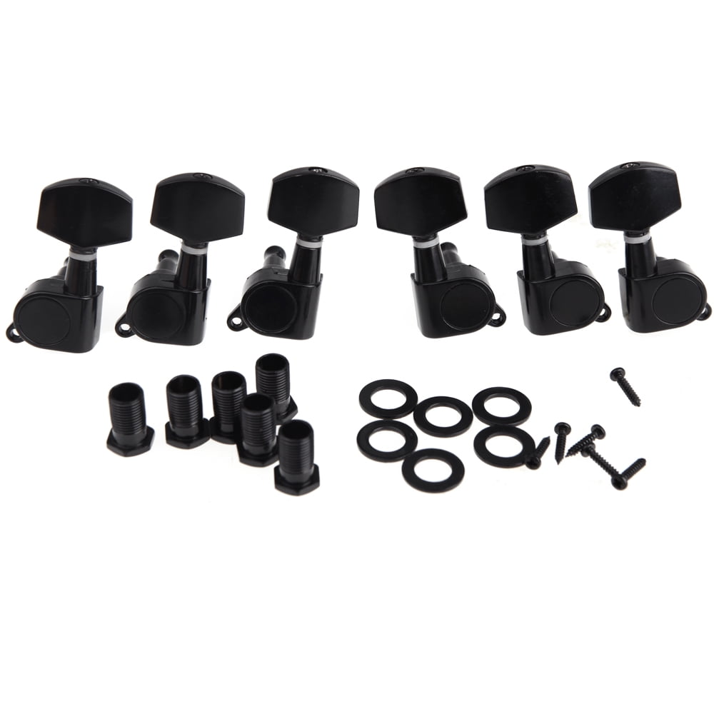 Metallor Sealed String Tuning Pegs Machine Heads Tuners Tuning Keys 3L 3R Electric Guitar Acoustic Guitar Parts Replacement Black. 