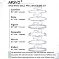 thumbnail image 3 of APSVO 6 Pcs 925 Silver Plated Ankle Bracelets for Women Cuban Figaro Paperclip Singapore Mirror Anklet Set Birthday Christmas Jewelry Gifts Teen Stocking Stuffers Adults, 3 of 6