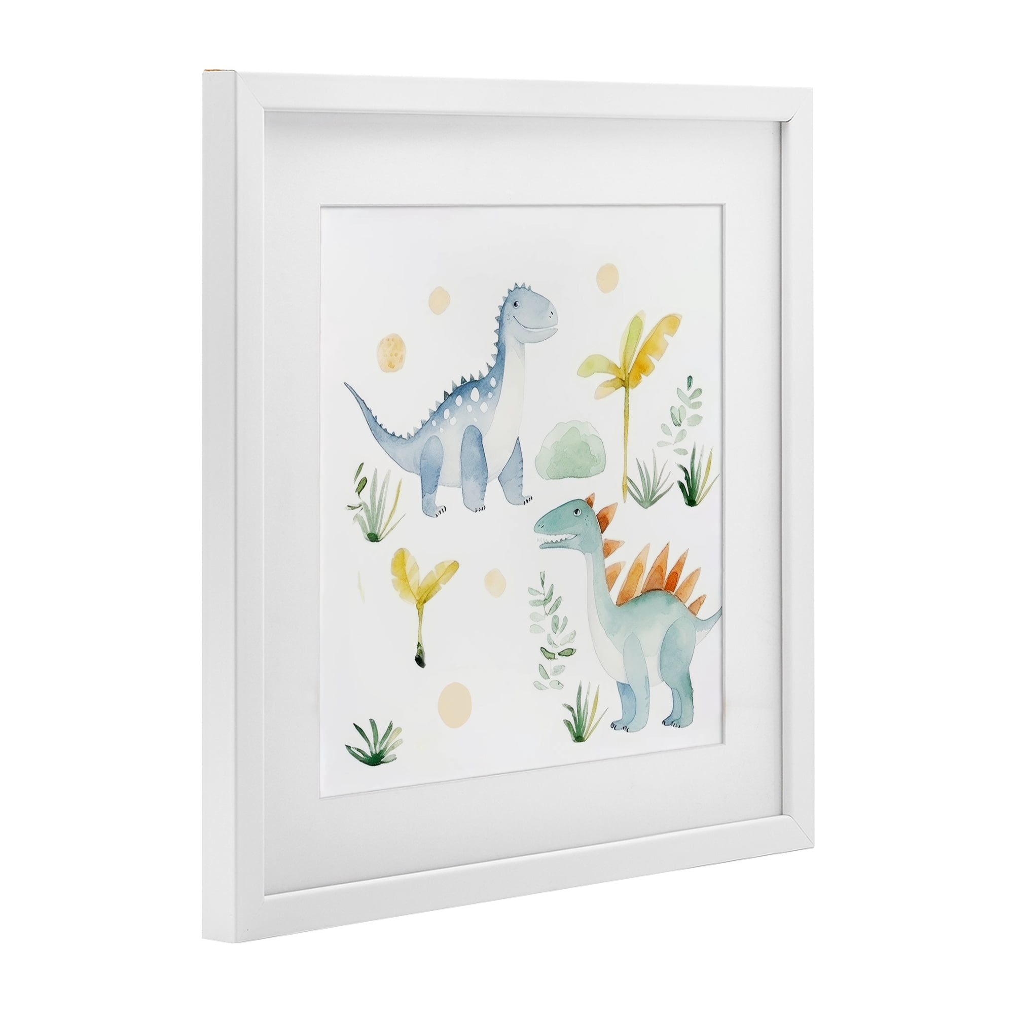 Stupell Industries Dino Wonderland Friends White Framed Print Under Glass, design by Lazar Studio