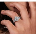 thumbnail image 4 of Modernist Halo Pear Shape Ring Solid 14K White Gold Ring Bridal Proposal Ring Moissanite Engagement Round Diamond Ring, 4 of 4